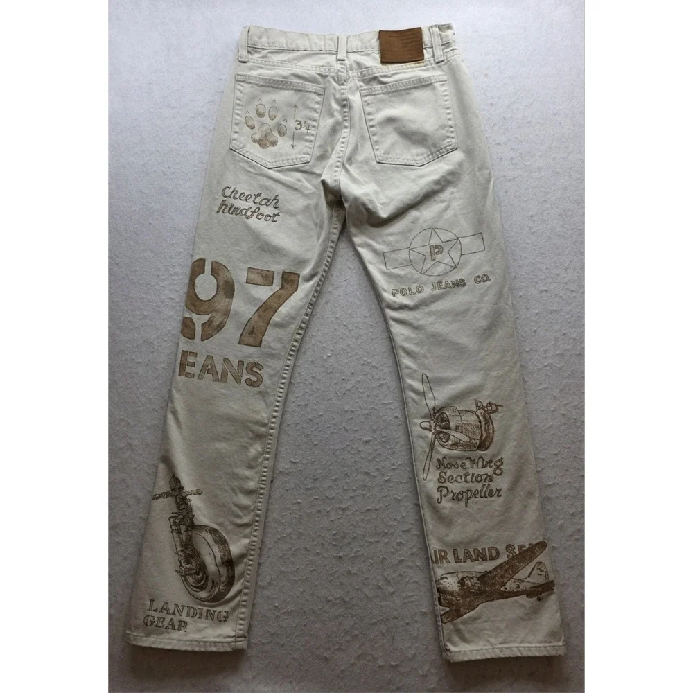 Polo Jeans Co Ralph Lauren 4434WAI2784 Vintage Women's Safari Print Jeans. Sz 8 - Picture 3 of 10